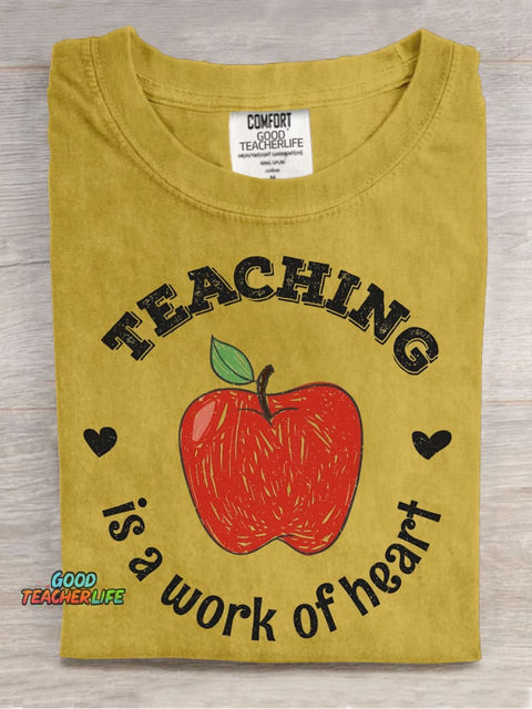 Teacher Is A Work of Heart Decorative Pattern T-shirt
