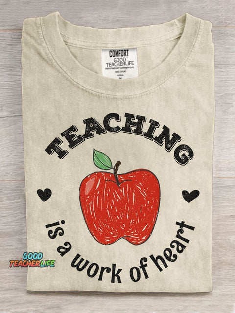 Teacher Is A Work of Heart Decorative Pattern T-shirt