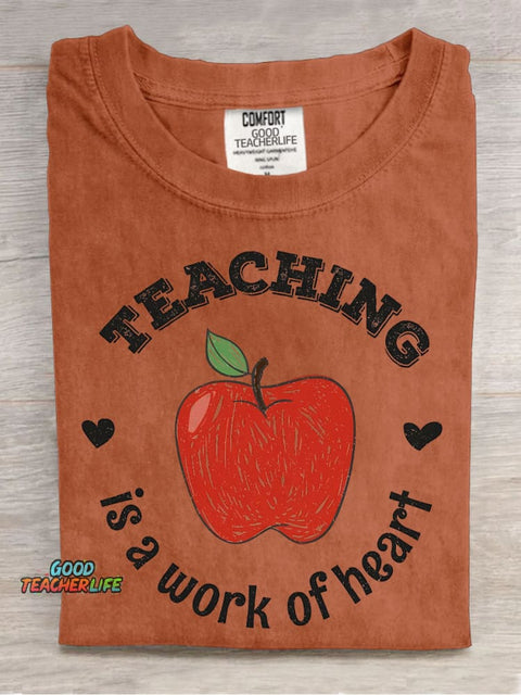 Teacher Is A Work of Heart Decorative Pattern T-shirt