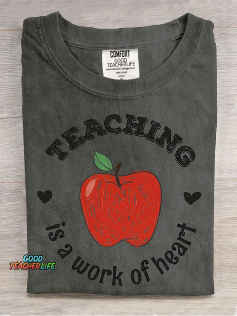 Teacher Is A Work of Heart Decorative Pattern T-shirt
