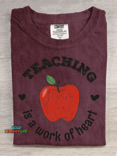 Teacher Is A Work of Heart Decorative Pattern T-shirt