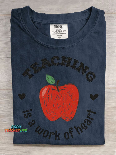Teacher Is A Work of Heart Decorative Pattern T-shirt
