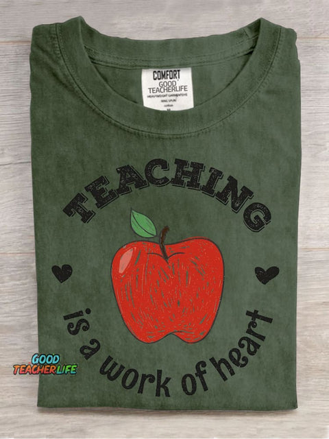 Teacher Is A Work of Heart Decorative Pattern T-shirt