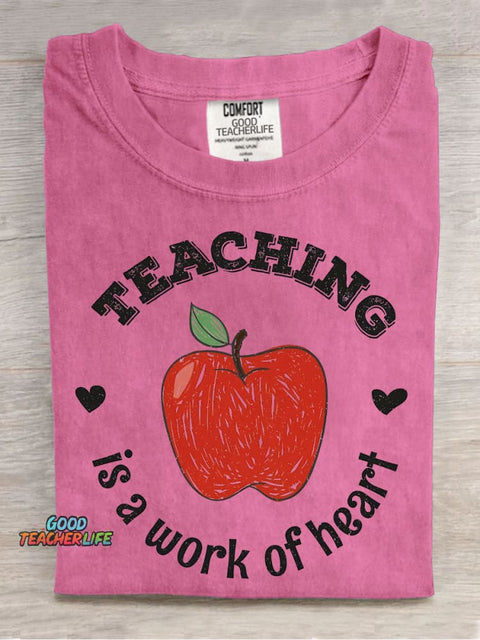 Teacher Is A Work of Heart Decorative Pattern T-shirt
