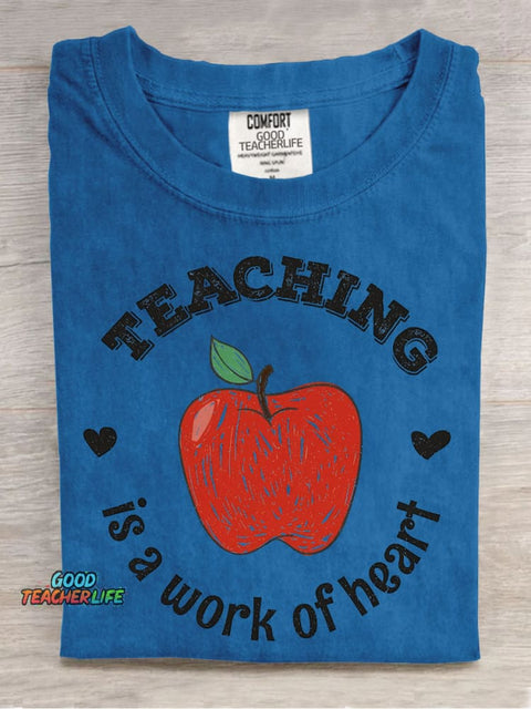 Teacher Is A Work of Heart Decorative Pattern T-shirt