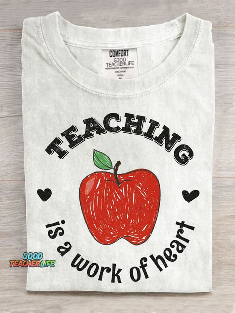 Teacher Is A Work of Heart Decorative Pattern T-shirt