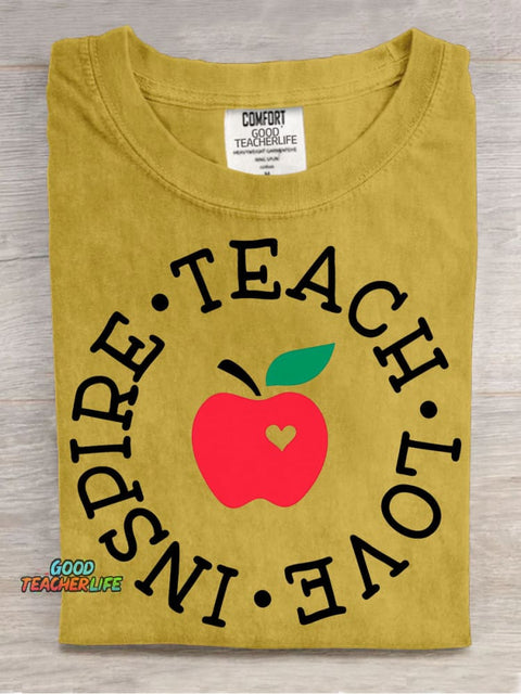 Teach Love Decorative Pattern T-shirt