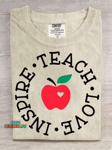 Teach Love Decorative Pattern T-shirt
