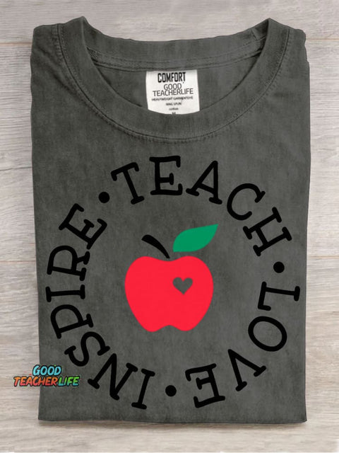 Teach Love Decorative Pattern T-shirt