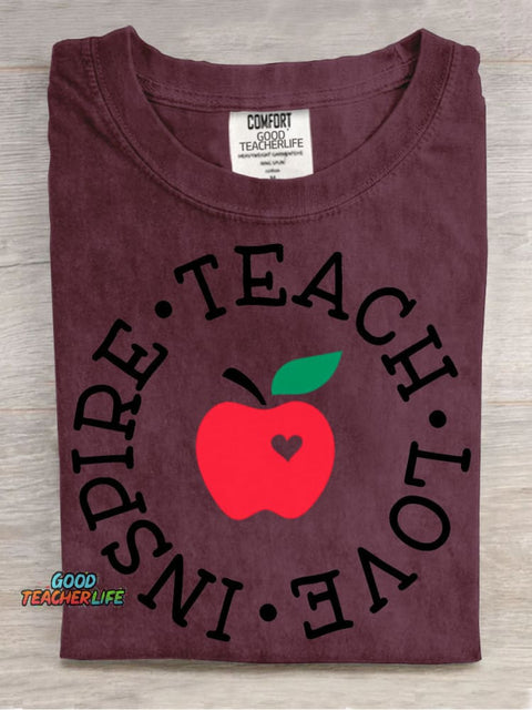 Teach Love Decorative Pattern T-shirt