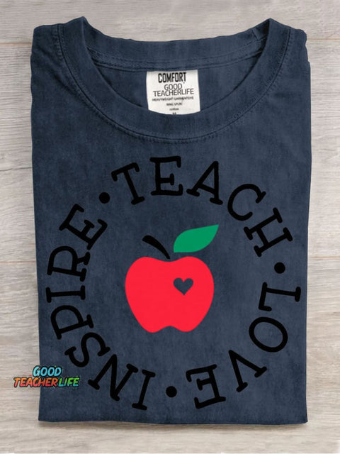 Teach Love Decorative Pattern T-shirt