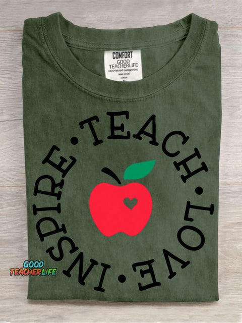 Teach Love Decorative Pattern T-shirt