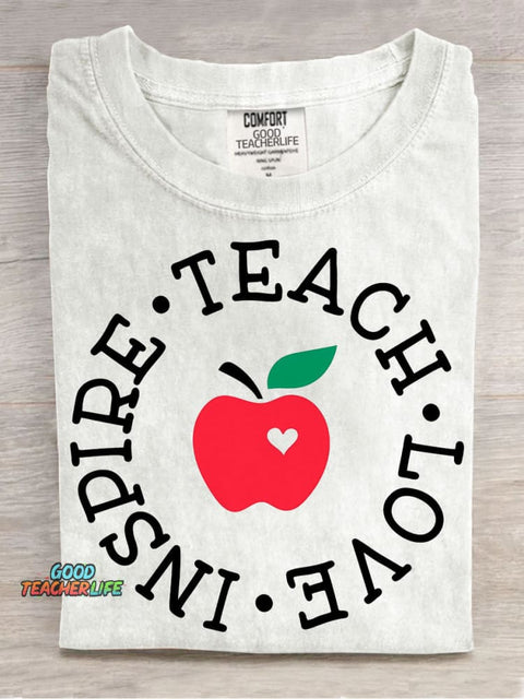Teach Love Decorative Pattern T-shirt