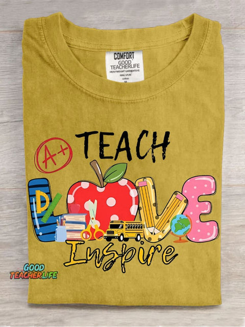 Teach Love Inspire Decorative Pattern T-shirt