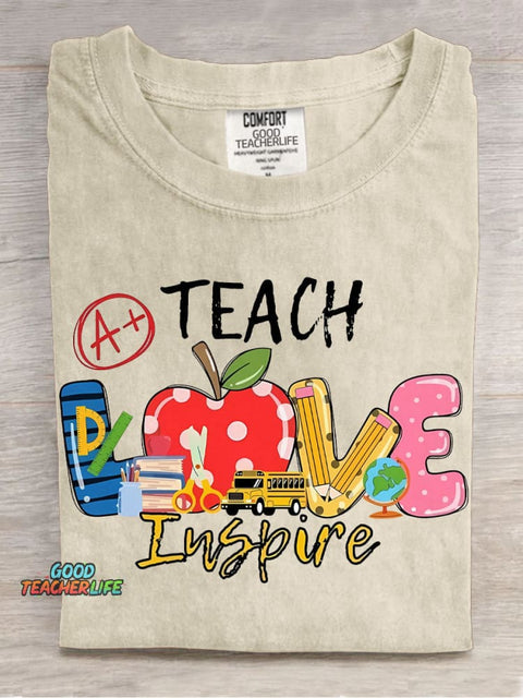 Teach Love Inspire Decorative Pattern T-shirt