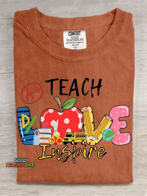 Teach Love Inspire Decorative Pattern T-shirt