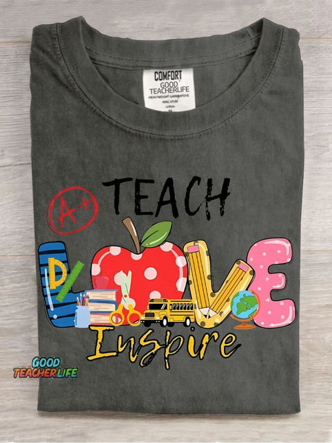 Teach Love Inspire Decorative Pattern T-shirt