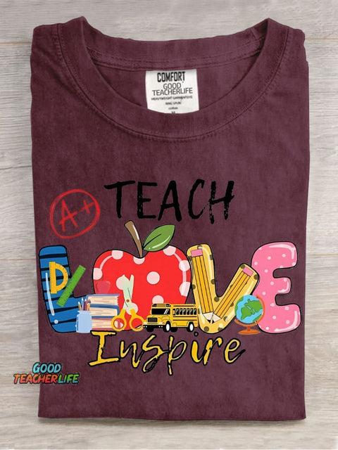 Teach Love Inspire Decorative Pattern T-shirt