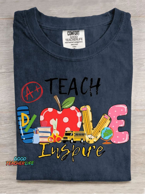 Teach Love Inspire Decorative Pattern T-shirt