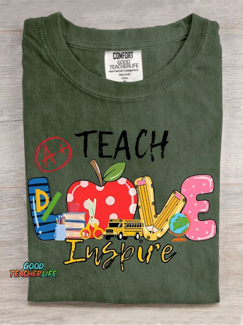 Teach Love Inspire Decorative Pattern T-shirt