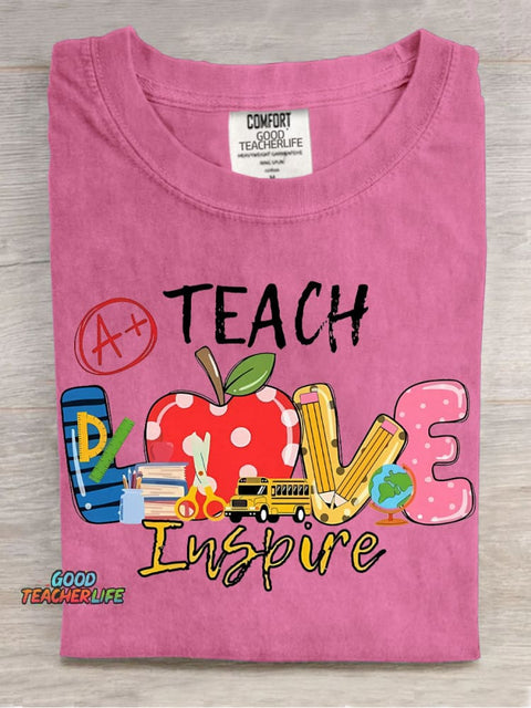 Teach Love Inspire Decorative Pattern T-shirt