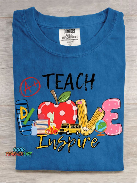 Teach Love Inspire Decorative Pattern T-shirt