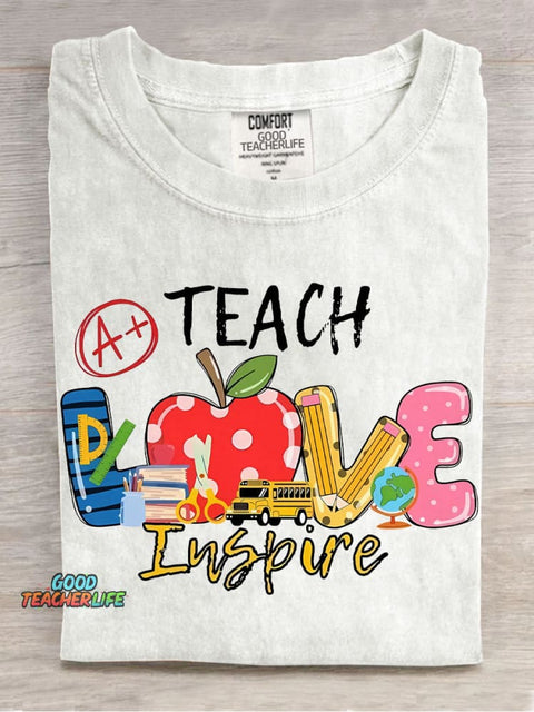 Teach Love Inspire Decorative Pattern T-shirt