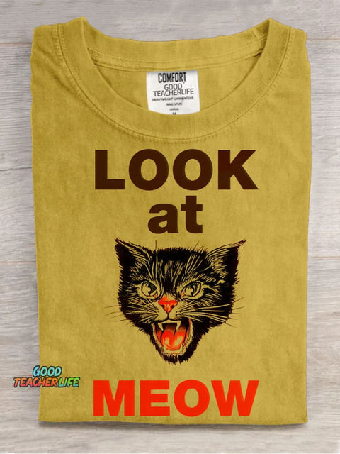 Look At MEOW Decorative Pattern T-shirt