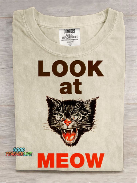 Look At MEOW Decorative Pattern T-shirt