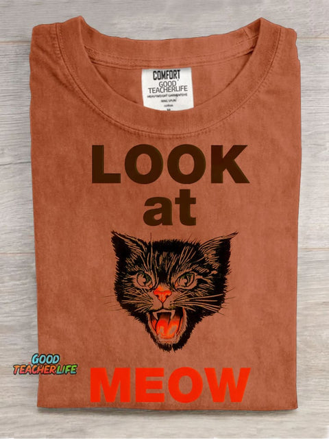 Look At MEOW Decorative Pattern T-shirt
