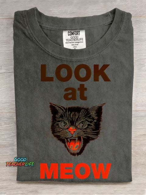 Look At MEOW Decorative Pattern T-shirt