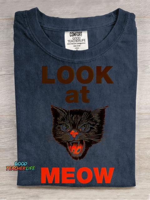 Look At MEOW Decorative Pattern T-shirt