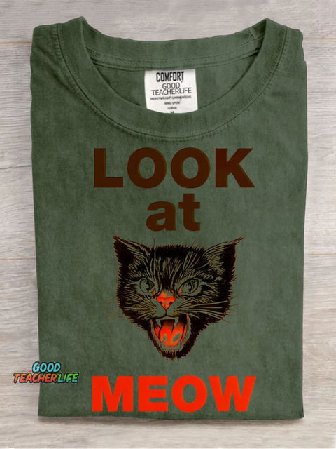 Look At MEOW Decorative Pattern T-shirt