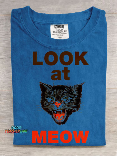 Look At MEOW Decorative Pattern T-shirt