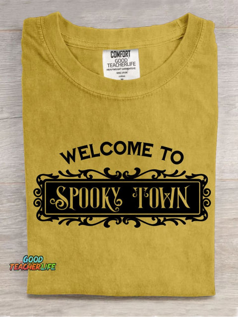 Welcome To Spooky Town Decorative Pattern T-shirt