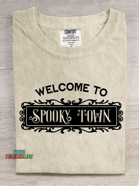 Welcome To Spooky Town Decorative Pattern T-shirt