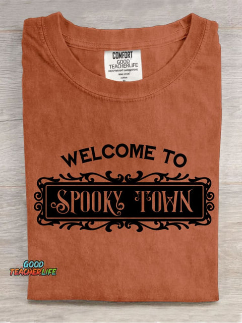 Welcome To Spooky Town Decorative Pattern T-shirt