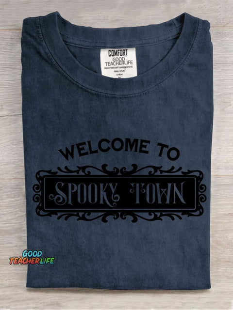 Welcome To Spooky Town Decorative Pattern T-shirt