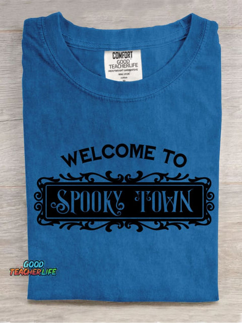 Welcome To Spooky Town Decorative Pattern T-shirt