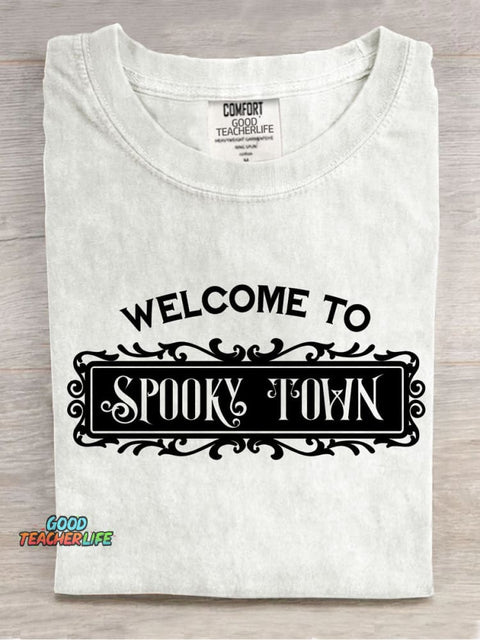 Welcome To Spooky Town Decorative Pattern T-shirt