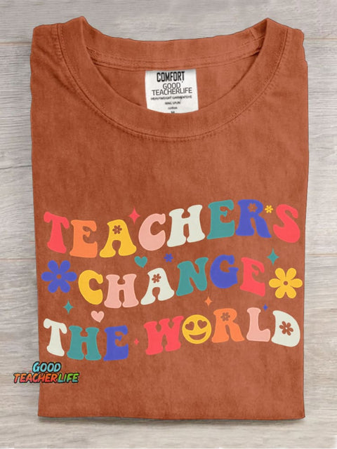 Teachers Change The World Decorative Pattern T-shirt