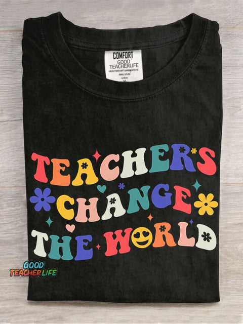 Teachers Change The World Decorative Pattern T-shirt