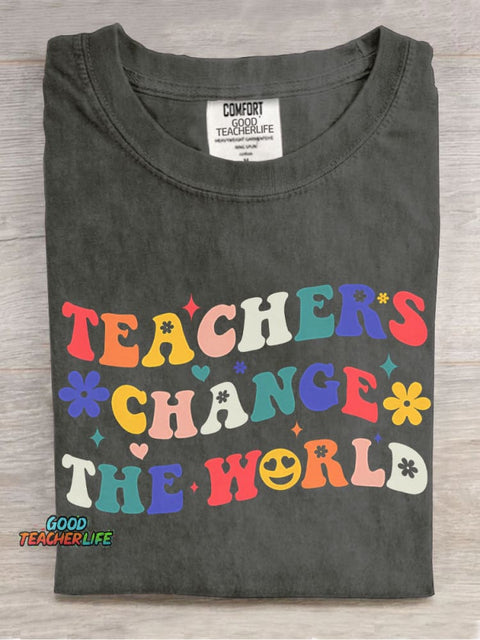 Teachers Change The World Decorative Pattern T-shirt