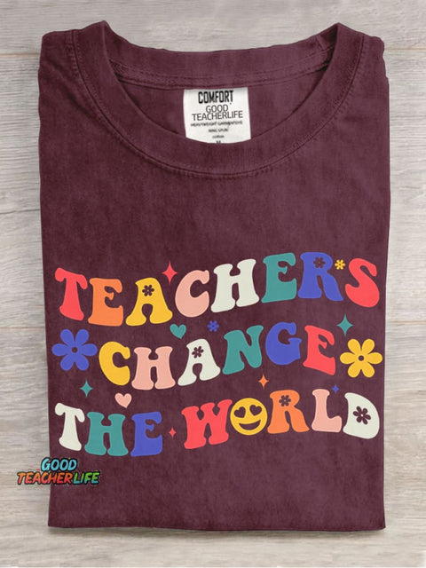 Teachers Change The World Decorative Pattern T-shirt