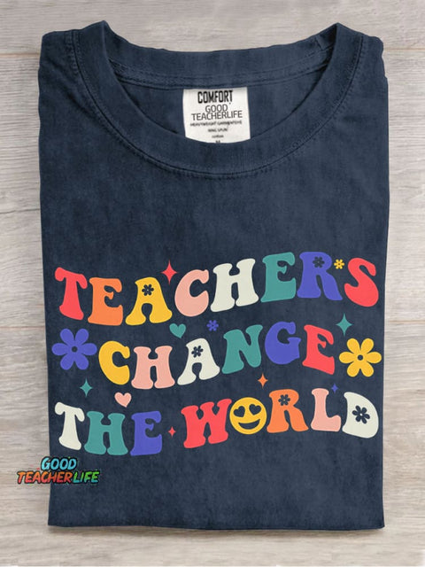 Teachers Change The World Decorative Pattern T-shirt