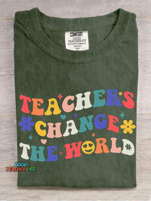 Teachers Change The World Decorative Pattern T-shirt