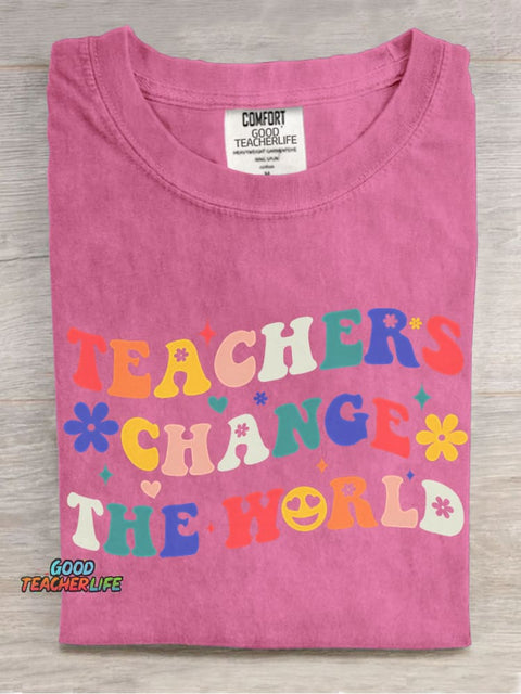 Teachers Change The World Decorative Pattern T-shirt