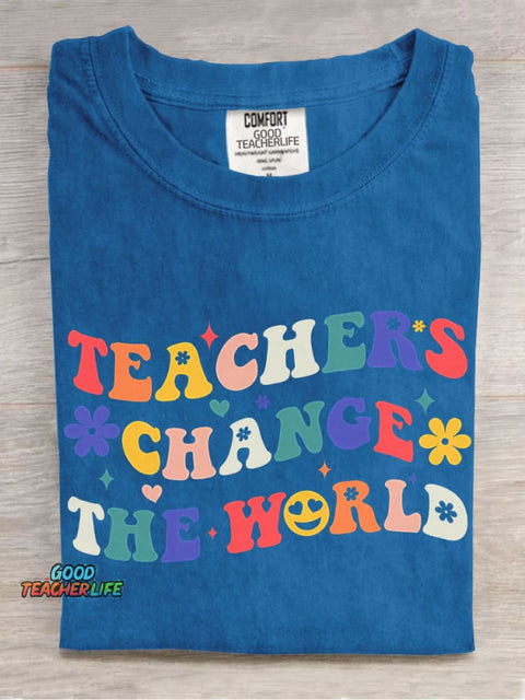 Teachers Change The World Decorative Pattern T-shirt