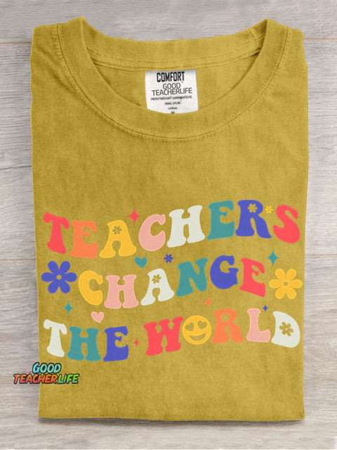 Teachers Change The World Decorative Pattern T-shirt