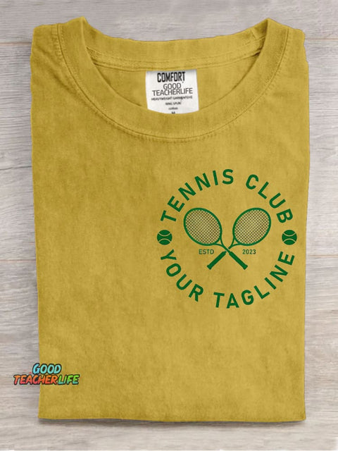 Tennis Club Decorative Pattern T-shirt